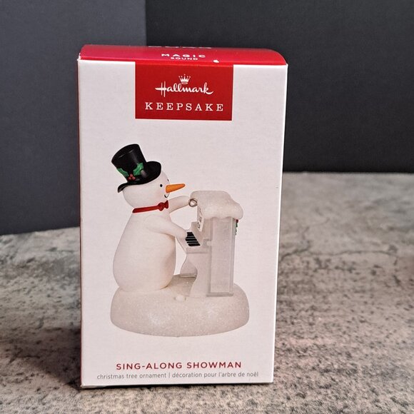 Hallmark 2023 Sing-Along Showman Piano Playing Snowman Christmas Ornament - Picture 2 of 10